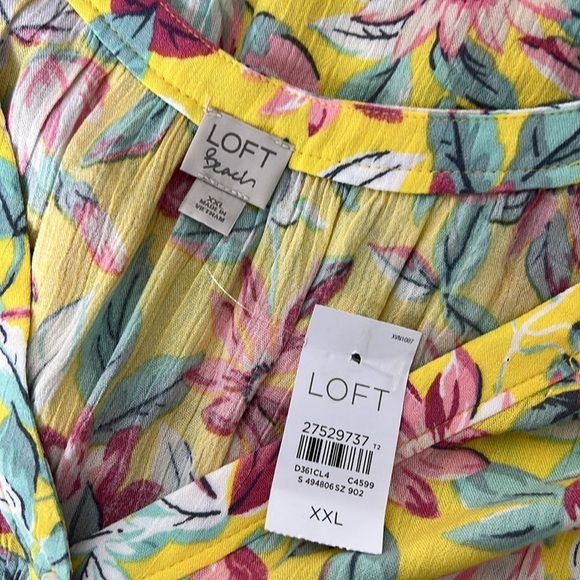 Loft Beach Sz XXL Floral Sundress Yellow w/Tie NWT Summer Beachy Vacation - Picture 4 of 9